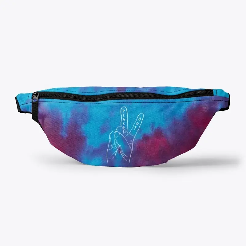 BLUE & PURPLE TIE DYE PEACE OUT | WHITE