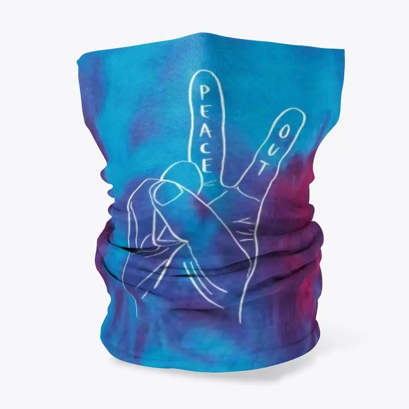 BLUE & PURPLE TIE DYE PEACE OUT | WHITE