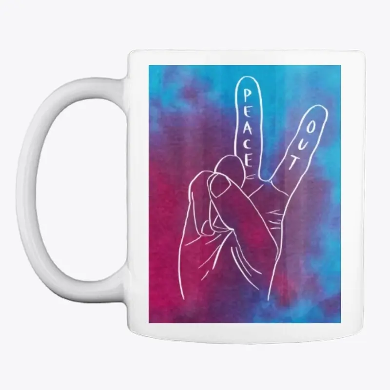 BLUE & PURPLE TIE DYE PEACE OUT | WHITE